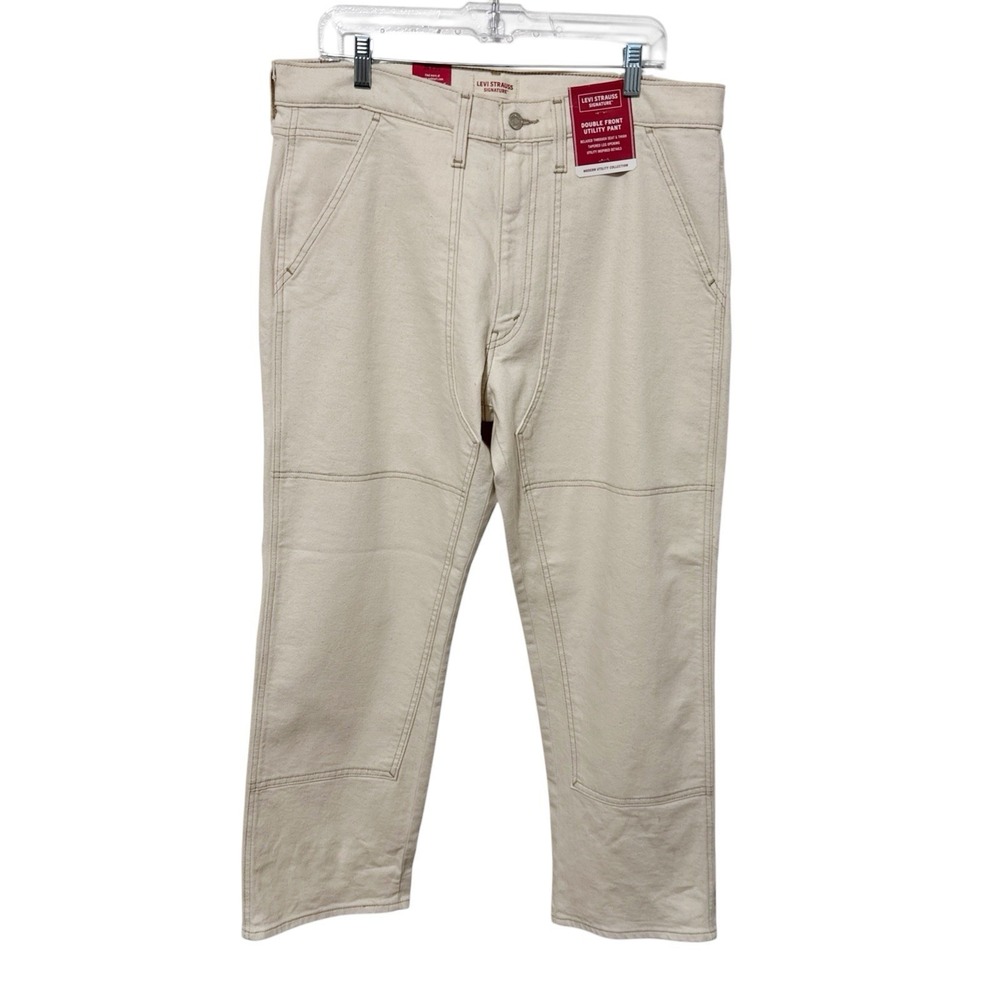 Levi Strauss Men's 36X 30 New Double Front Utility Pants Workwear Natural Twill